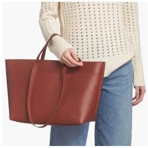 Madewell Zip-Top Essential Tote Leather Double Handle Shoulder Bag Warm Cinnamon